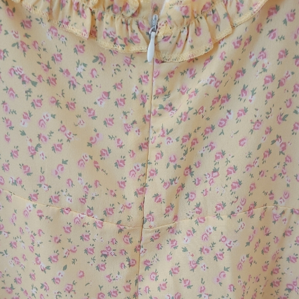 ROMWE Peach Floral Ditsy Floral Frill Chemise Slip Dress New Without Tags - Picture 6 of 12
